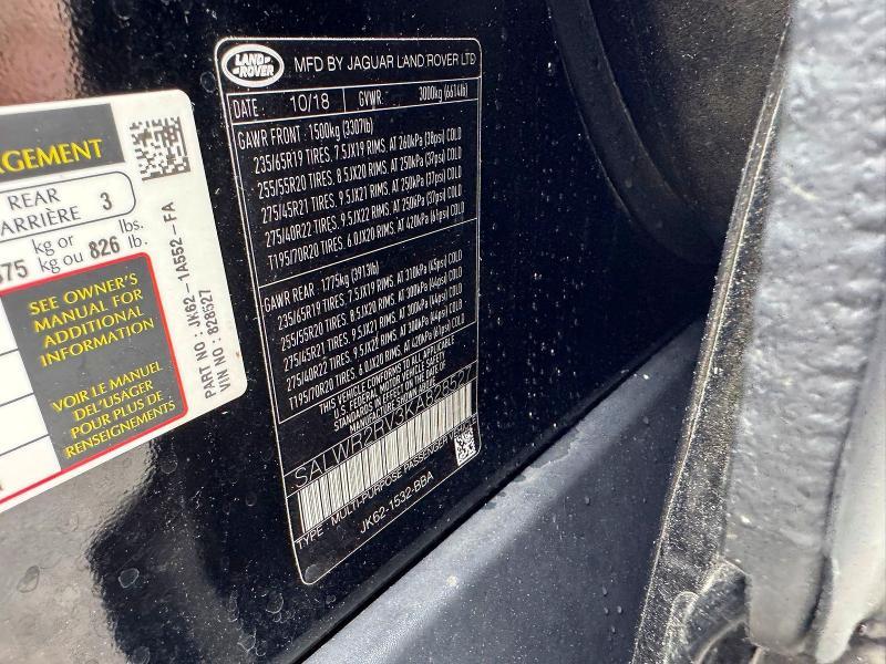 SALWR2RV3KA828527 2019 Land Rover Range Rover photo no. 10