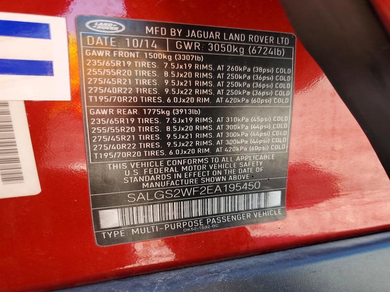 SALGS2WF2EA195450 2014 Land Rover Range Rover photo no. 12