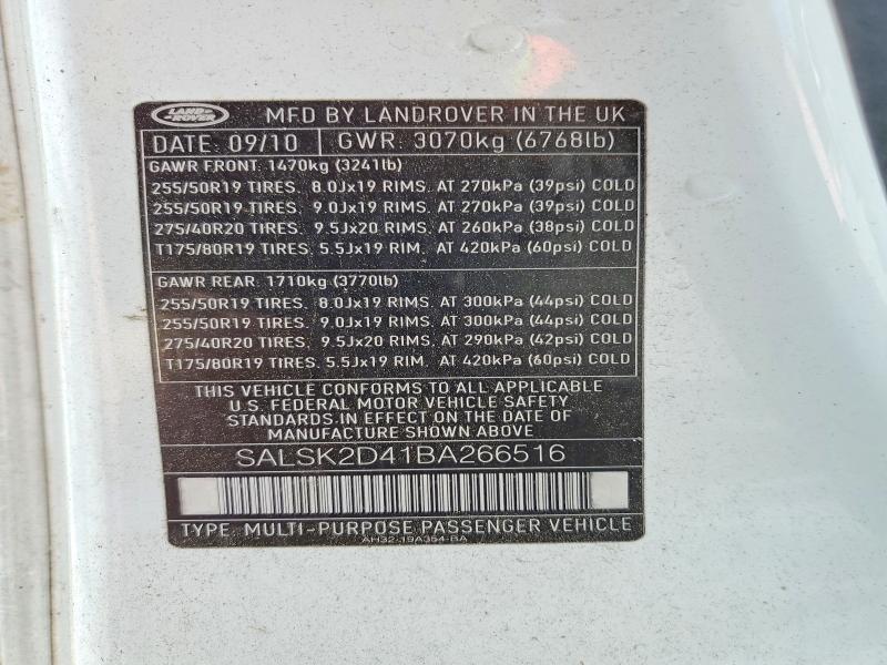 SALSK2D41BA266516 2011 Land Rover Range Rover photo no. 13