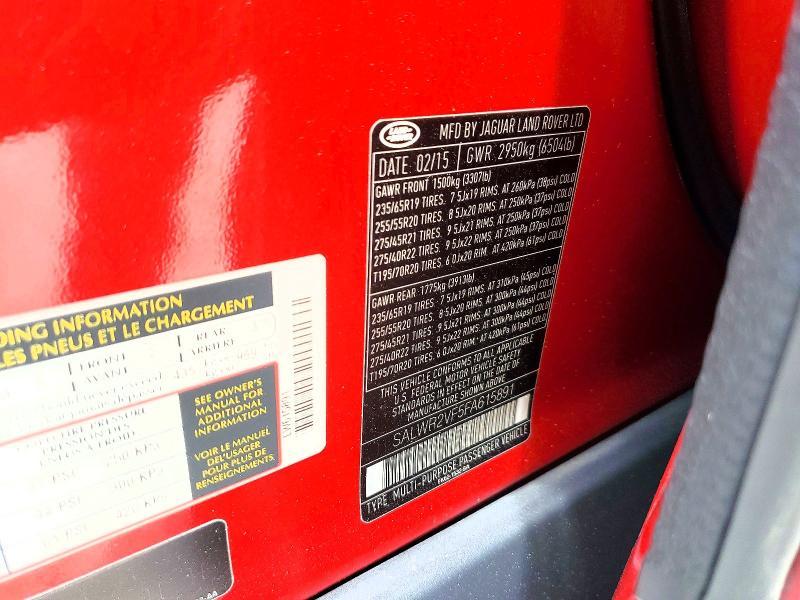 SALWR2VF5FA615891 2015 Land Rover Range Rover photo no. 12