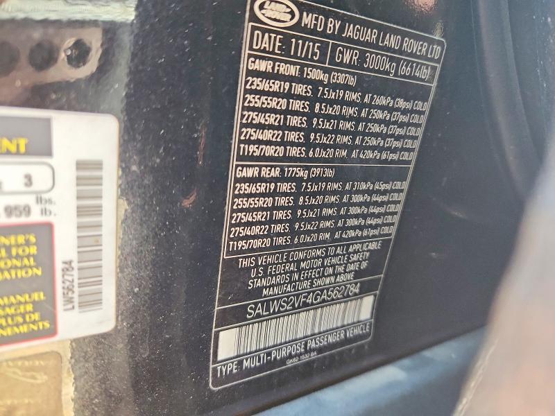 SALWS2VF4GA562784 2016 Land Rover Range Rover photo no. 13