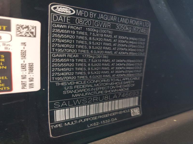 SALWS2RU8LA746693 2020 Land Rover Range Rover photo no. 14