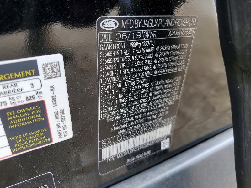 SALGS2SV8KA567592 2019 Land Rover Range Rover photo no. 13