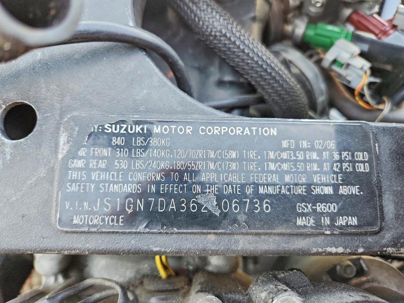 JS1GN7DA362106736 2006 Suzuki GSX-R1000 photo no. 8