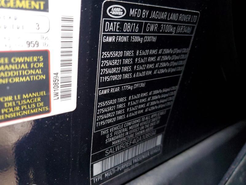 SALWR2EF4GA108594 2016 Land Rover Range Rover photo no. 13