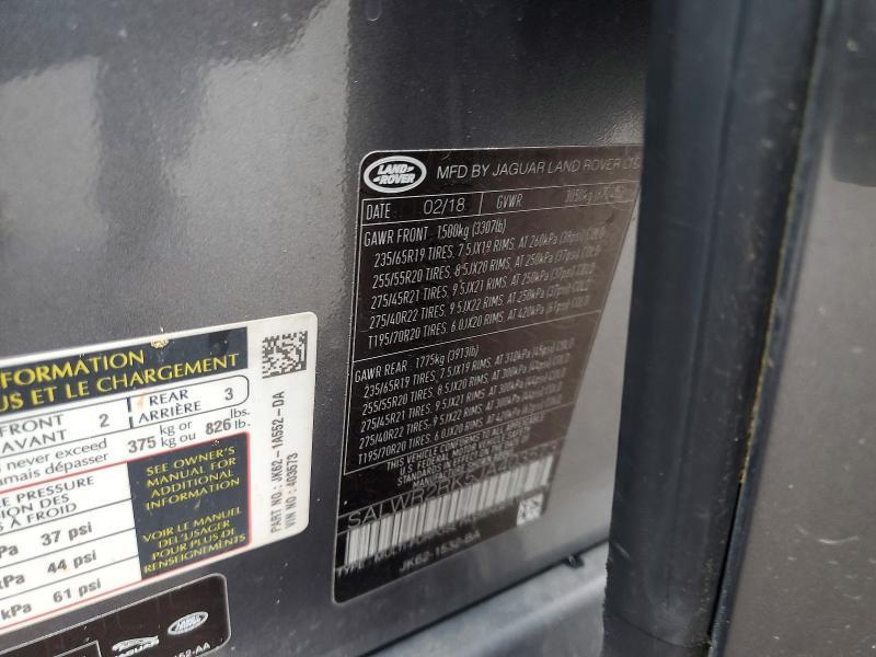 SALWR2RK5JA403573 2018 Land Rover Range Rover photo no. 12