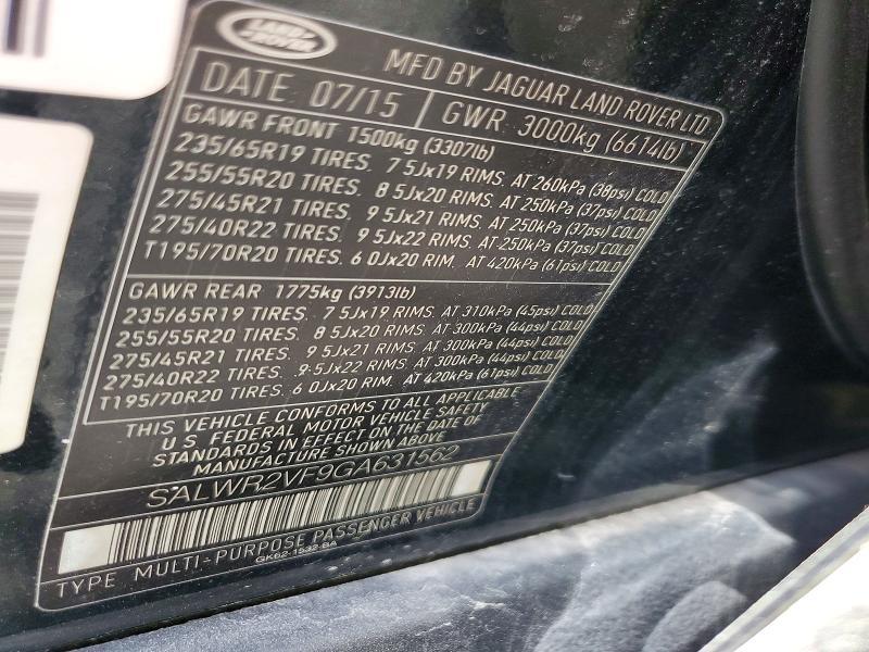 SALWR2VF9GA631562 2016 Land Rover Range Rover photo no. 13