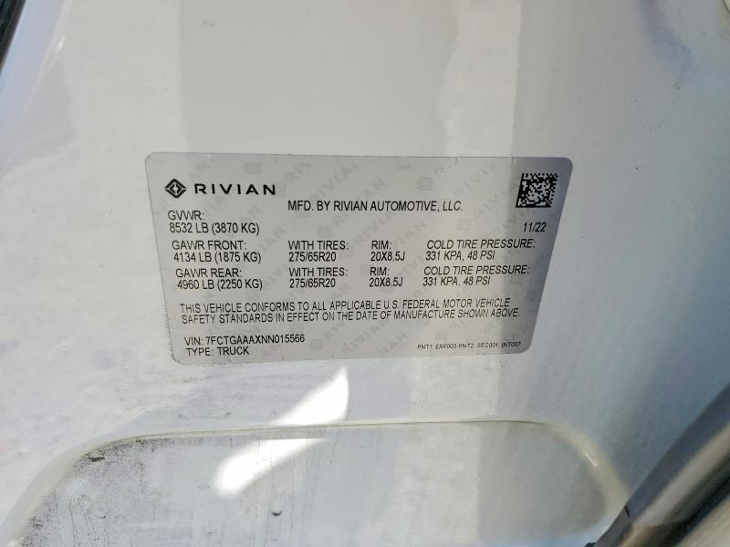 7FCTGAAAXNN015566 2022 Rivian R1T photo no. 12
