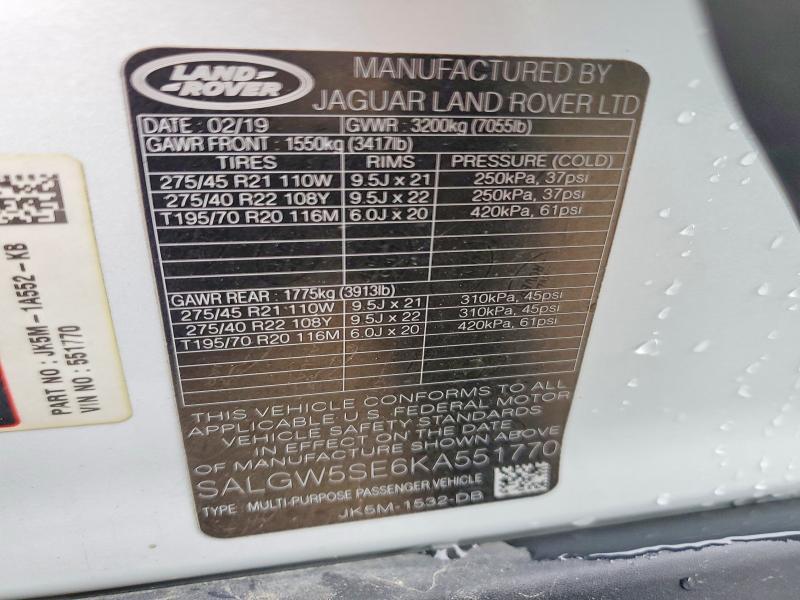 SALGW5SE6KA551770 2019 Land Rover Range Rover photo no. 13