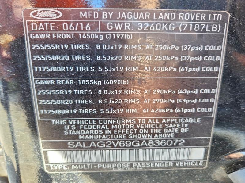 SALAG2V69GA836072 2016 Land Rover LR4 photo no. 13