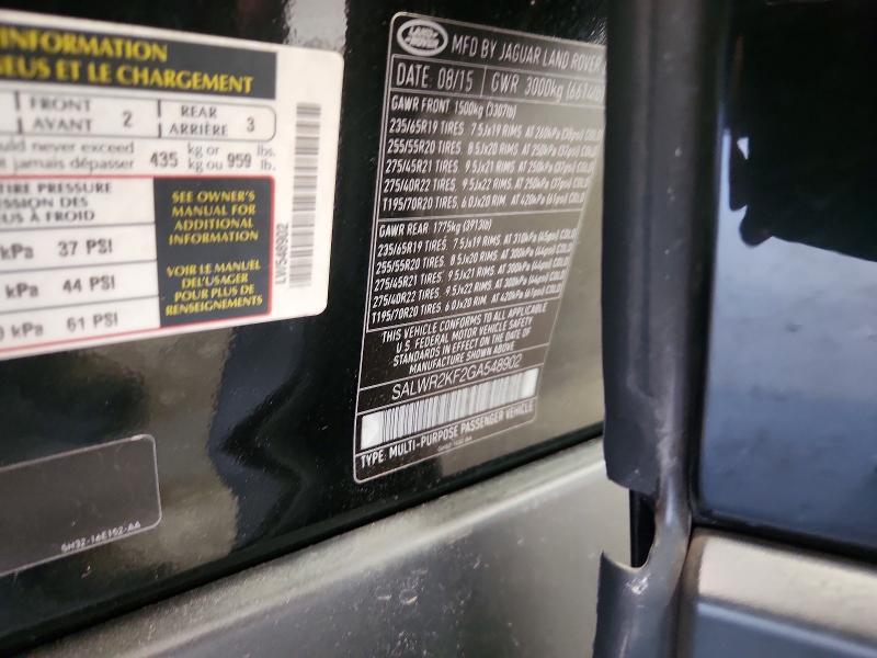 SALWR2KF2GA548902 2016 Land Rover Range Rover photo no. 14