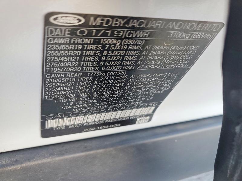 SALGS2RK5KA547456 2019 Land Rover Range Rover photo no. 13