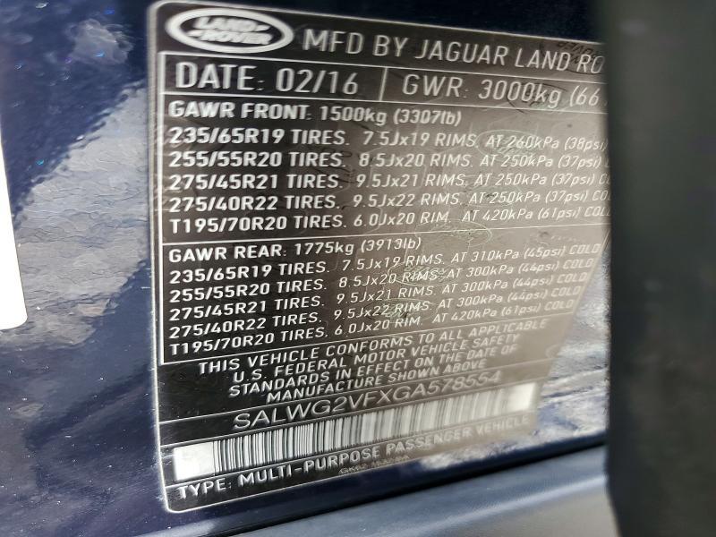 SALWG2VFXGA578554 2016 Land Rover Range Rover photo no. 12