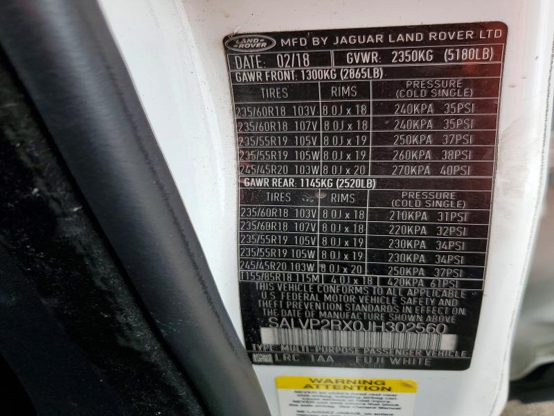 SALVP2RX0JH302560 2018 Land Rover Range Rover photo no. 12