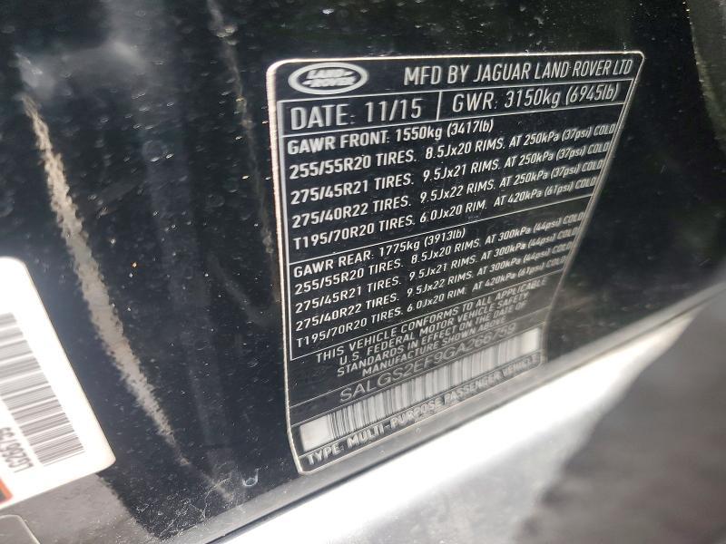 SALGS2EF9GA266759 2016 Land Rover Range Rover photo no. 12