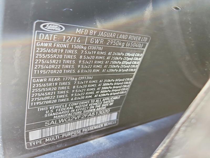 SALWG2VF2FA513020 2015 Land Rover Range Rover photo no. 13