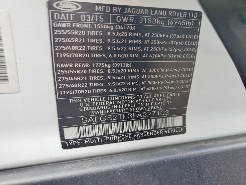 SALGS2TF3FA227103 2015 Land Rover Range Rover photo no. 13