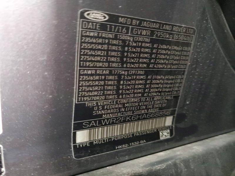 SALWR2FK6HA668856 2017 Land Rover Range Rover photo no. 14