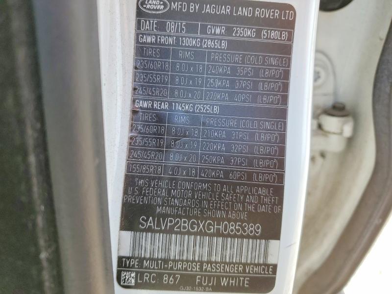 SALVP2BGXGH085389 2016 Land Rover Range Rover photo no. 13