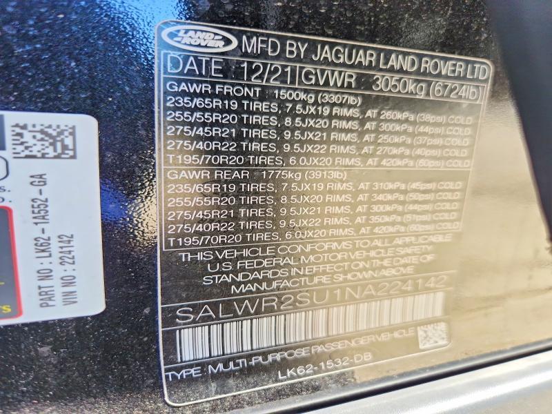 SALWR2SU1NA224142 2022 Land Rover Range Rover photo no. 14