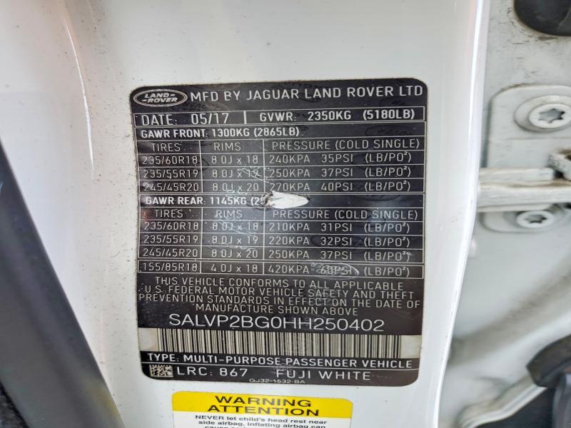 SALVP2BG0HH250402 2017 Land Rover Range Rover photo no. 13