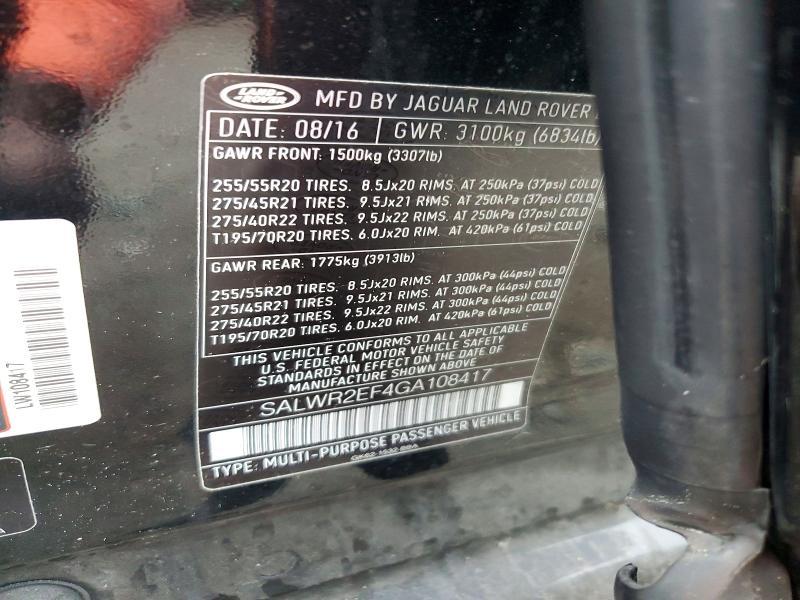 SALWR2EF4GA108417 2016 Land Rover Range Rover photo no. 13