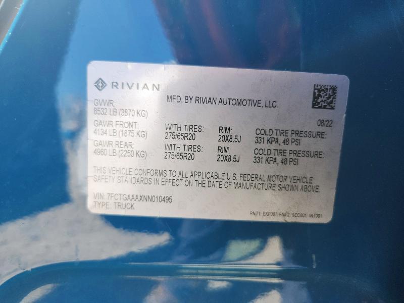 7FCTGAAAXNN010495 2022 Rivian R1T photo no. 13