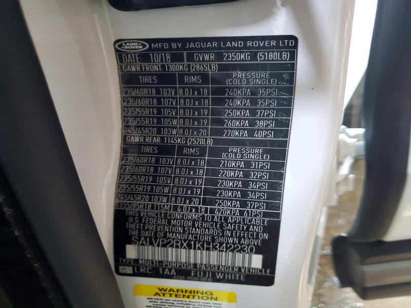 SALVP2RX1KH342230 2019 Land Rover Range Rover photo no. 14