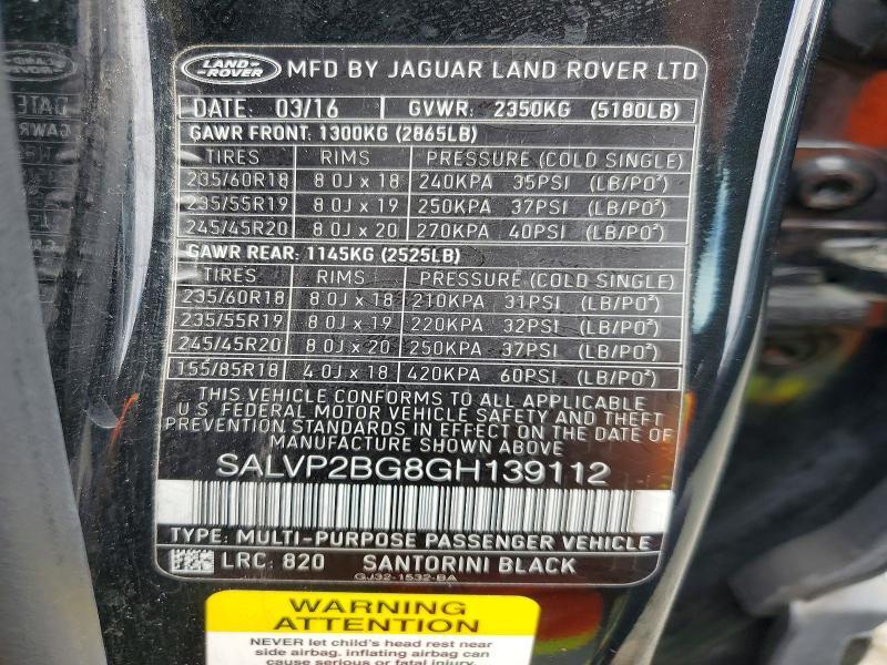 SALVP2BG8GH139112 2016 Land Rover Range Rover photo no. 13