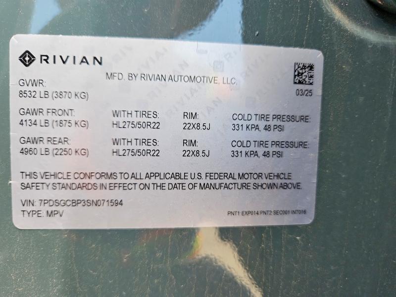 7PDSGCBP3SN071594 2025 Rivian R1S photo no. 14