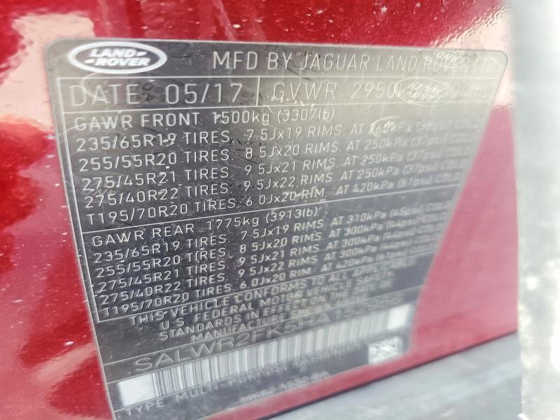 SALWR2FK5HA152956 2017 Land Rover Range Rover photo no. 14