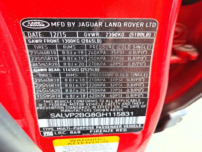 SALVP2BG8GH115831 2016 Land Rover Range Rover photo no. 13