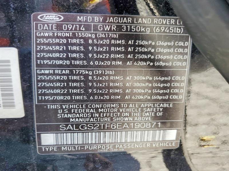 SALGS2TF6EA190871 2014 Land Rover Range Rover photo no. 13