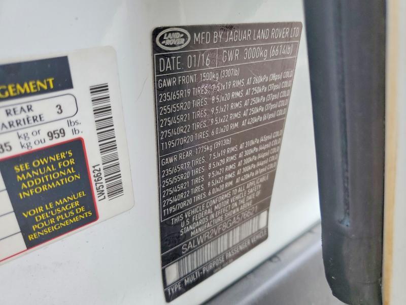 SALWR2VF8GA576621 2016 Land Rover Range Rover photo no. 12