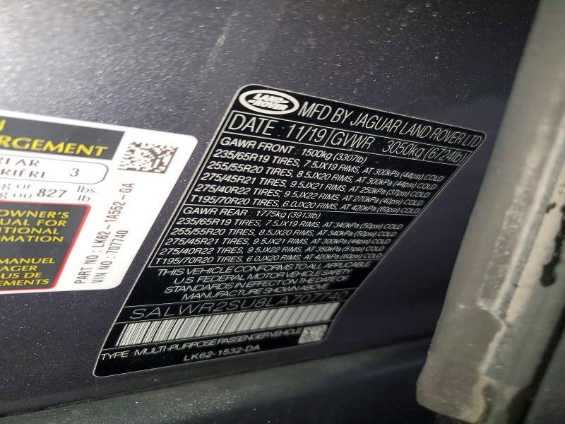 SALWR2SU8LA707740 2020 Land Rover Range Rover photo no. 13