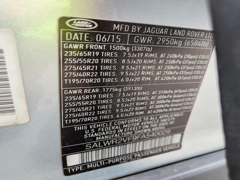 SALWR2VF9FA540029 2015 Land Rover Range Rover photo no. 13