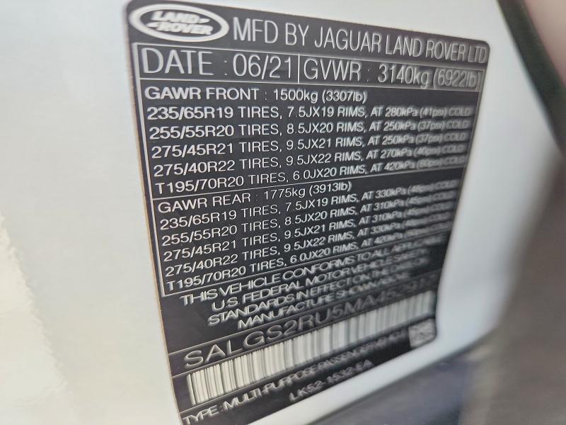 SALGS2RU5MA452917 2021 Land Rover Range Rover photo no. 12