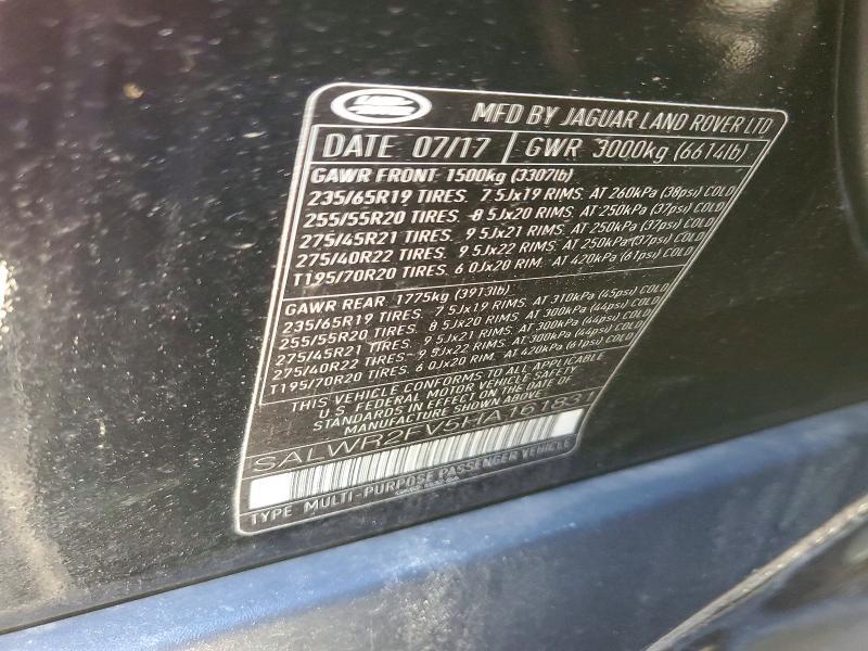 SALWR2FV5HA161831 2017 Land Rover Range Rover photo no. 13