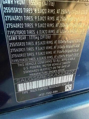 SALGS5RE5KA523427 2019 Land Rover Range Rover photo no. 10