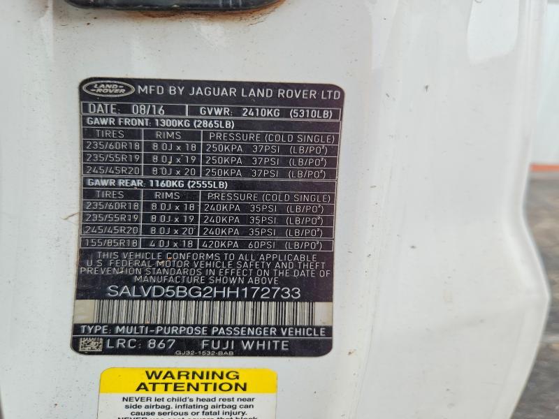 SALVD5BG2HH172733 2017 Land Rover Range Rover photo no. 14