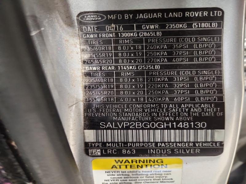 SALVP2BG0GH148130 2016 Land Rover Range Rover photo no. 13