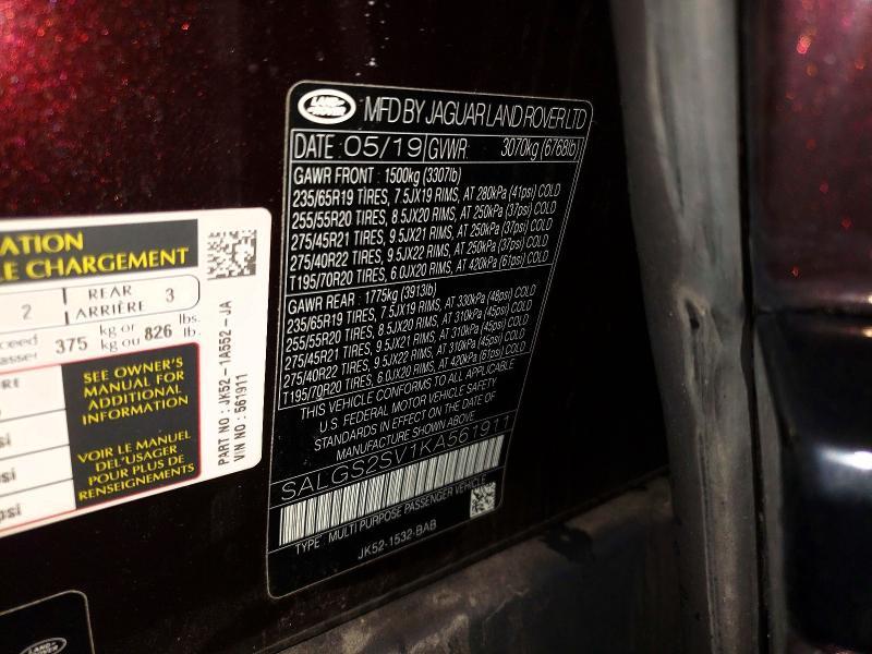 SALGS2SV1KA561911 2019 Land Rover Range Rover photo no. 13