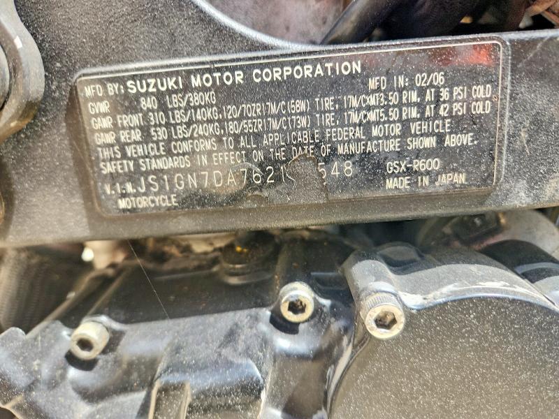 JS1GN7DA762107548 2006 Suzuki GSX-R600 photo no. 9