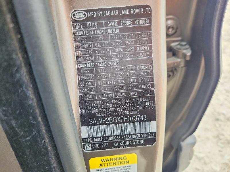 SALVP2BGXFH073743 2015 Land Rover Range Rover photo no. 13
