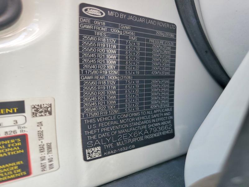 SALYL2EX6KA793662 2019 Land Rover Range Rover photo no. 13