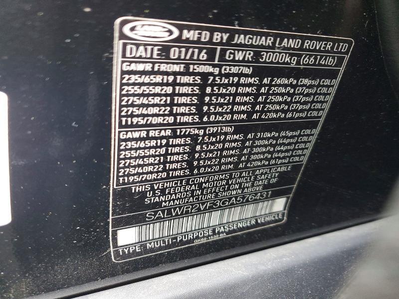 SALWR2VF3GA576431 2016 Land Rover Range Rover photo no. 13