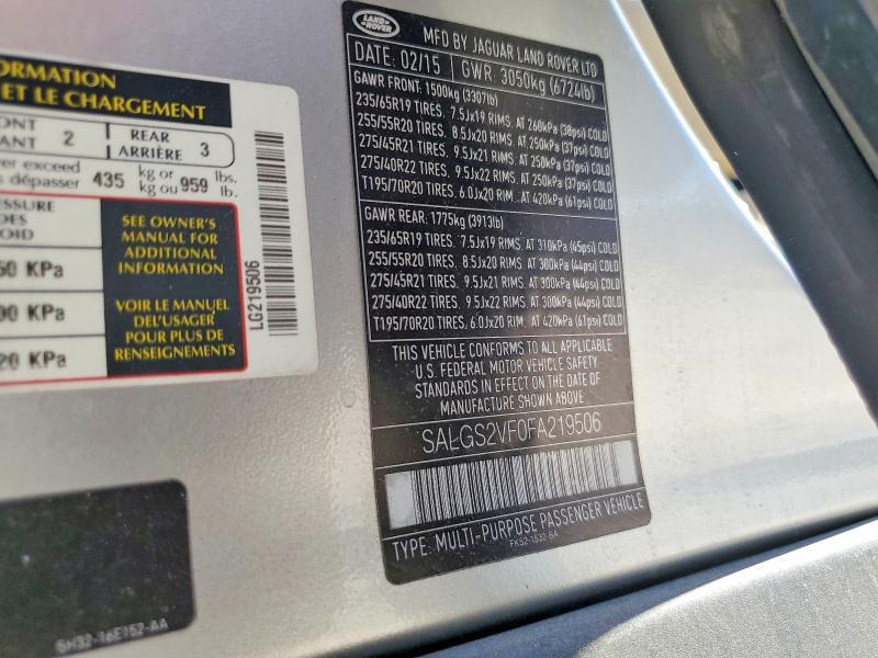 SALGS2VF0FA219506 2015 Land Rover Range Rover photo no. 13