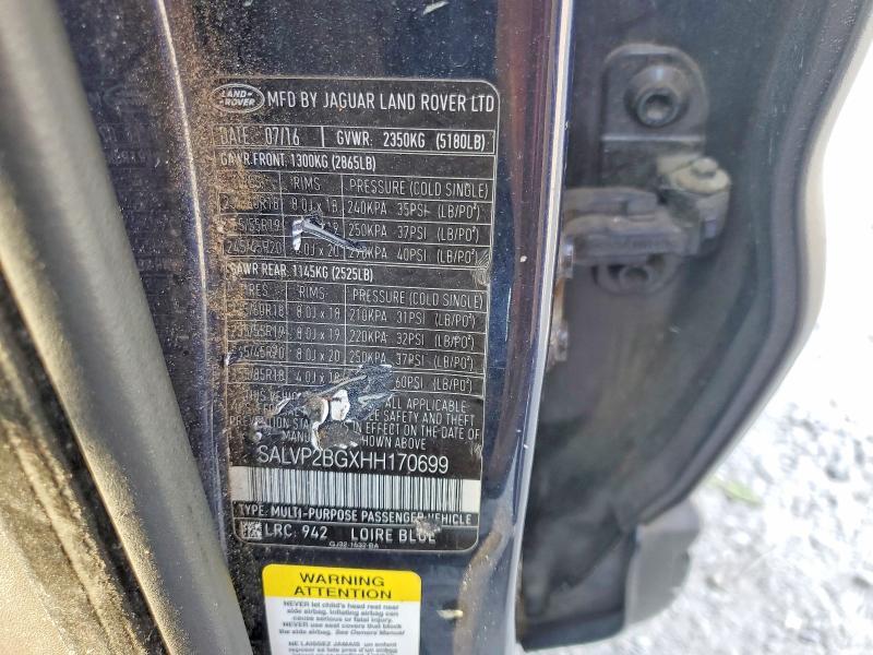 SALVP2BGXHH170699 2017 Land Rover Range Rover photo no. 13