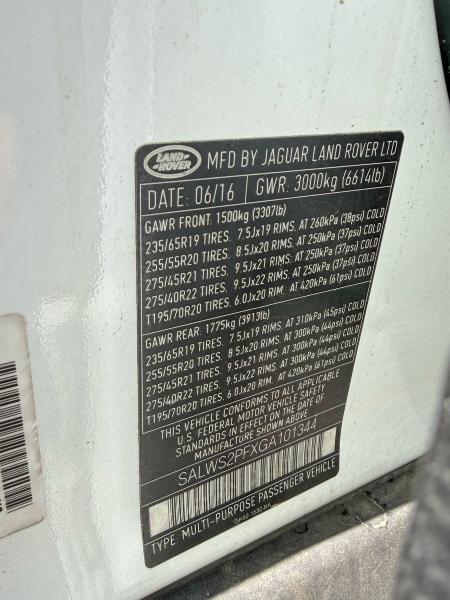 SALWS2PFXGA101344 2016 Land Rover Range Rover photo no. 10