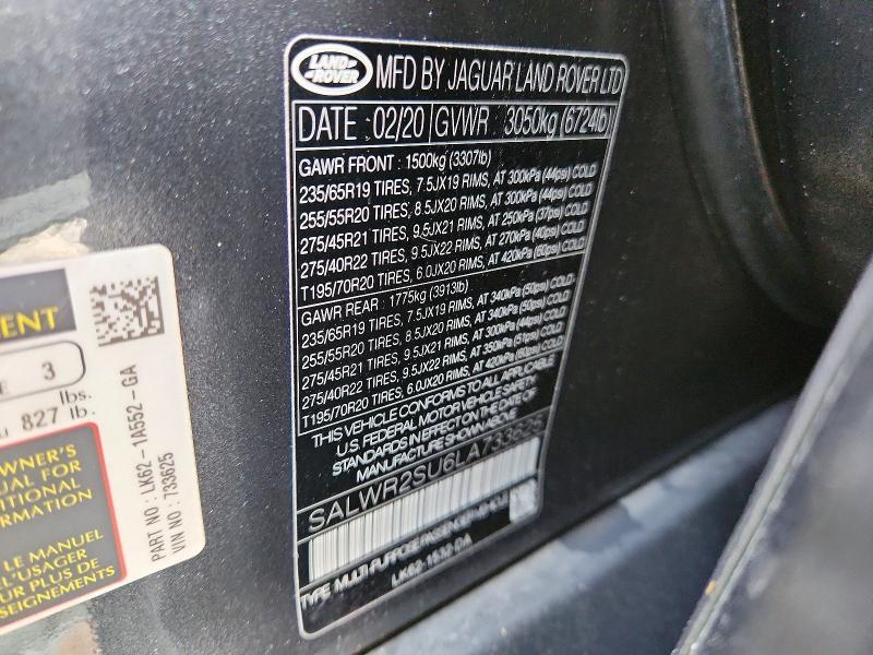SALWR2SU6LA733625 2020 Land Rover Range Rover photo no. 13
